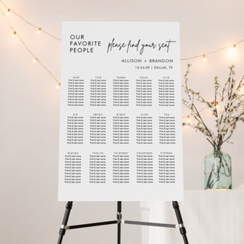 Modern Please Find Your Seat Chart  Foam Board