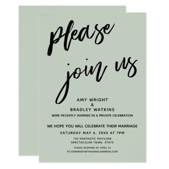 Modern Please Join Us After Wedding Reception Sage Invitation | Zazzle.com