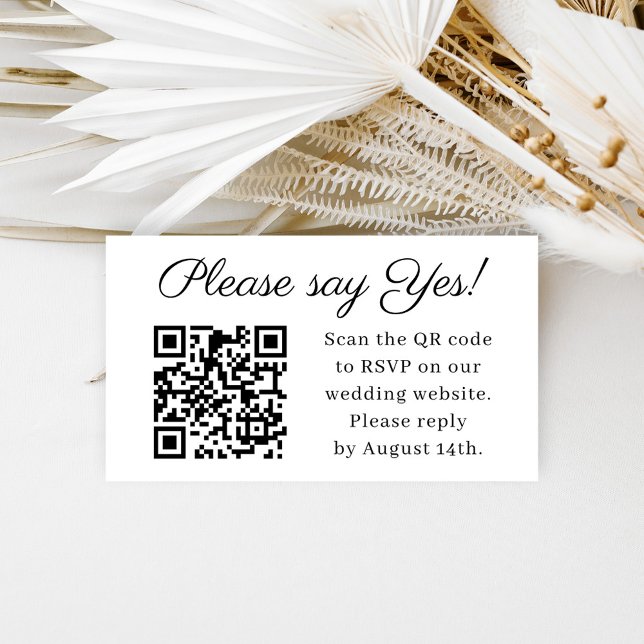 Modern Please Say Yes Wedding QR Reply Enclosure Card (Creator Uploaded)