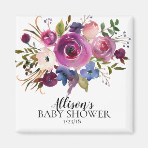 Modern Plum Blue Lavender Shower Favor  Magnet