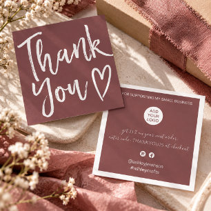 Modern Plum Burgundy thank you script order Square Business Card