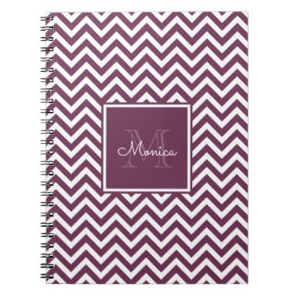 Modern Plum Chevron Pattern Monogram Notebook