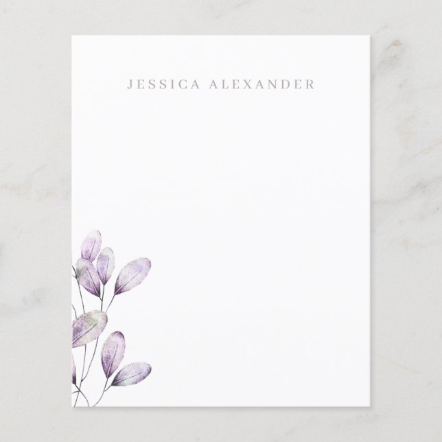 Modern Plum Foliage Personalized Stationery (Front)