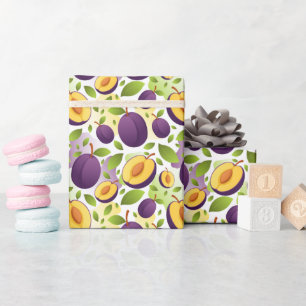 Modern Plum Fruit Pattern Wrapping Paper Roll