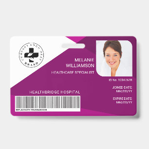 Modern Plum Geometric Design Medical Photo ID/Logo Badge