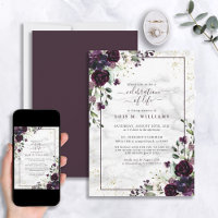 Modern Plum Purple Gold Marble Celebration of Life