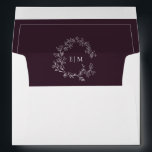 Modern Plum Purple Leafy Crest Monogram Wedding Envelope<br><div class="desc">Let us help make the perfect beginning to your special day with our Modern Plum Purple Leafy Crest Monogram Wedding envelope. Featuring a hand-drawn leafy wreath encircling a modern wedding monogram, this one-of-a-kind envelope will put an extra special touch on your special occasion. Crafted to the highest standard, you can...</div>