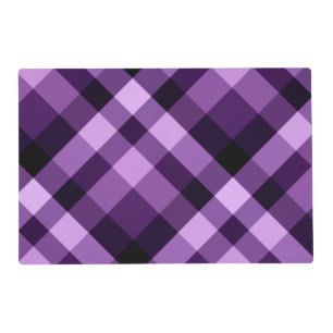 Modern Plum Purple Plaid Laminated Placemat
