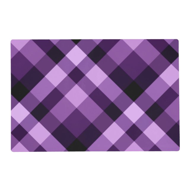 Modern Plum Purple Plaid Laminated Placemat (Front)
