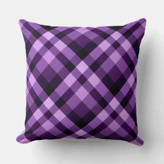 Modern Plum Purple Plaid Pattern Big Throw Pillow