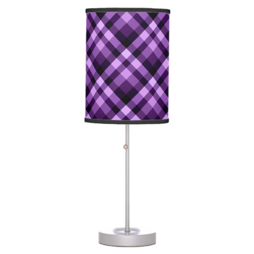 Modern Plum Purple Plaid Pattern Table Lamp
