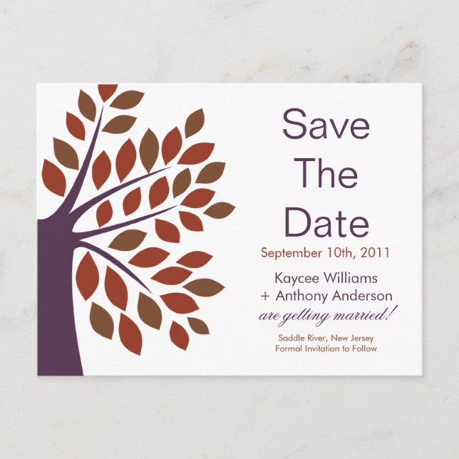 Modern Plum Tree Save The Date POST CARD! Announcement Postcard (Front)