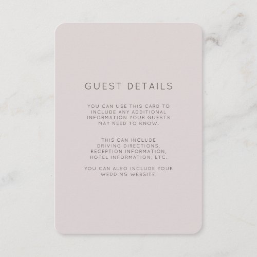 Modern Plum Wedding Guest Details Enclosure Card