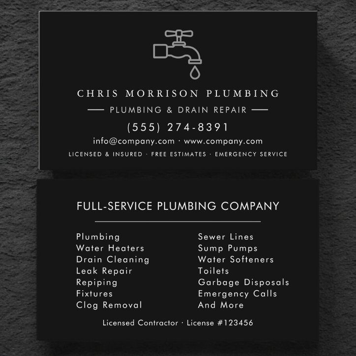 Modern Plumber Plumbing Company Business Card