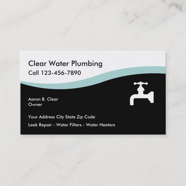 Modern Plumbing Business Cards (Front)