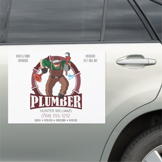 Modern Plumbing Plumber Handyman Promotional Car Magnet (In Situ)