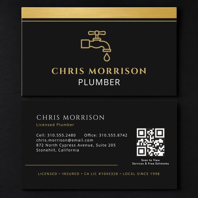 Modern Plumbing QR Code Business Card (Creator Uploaded)