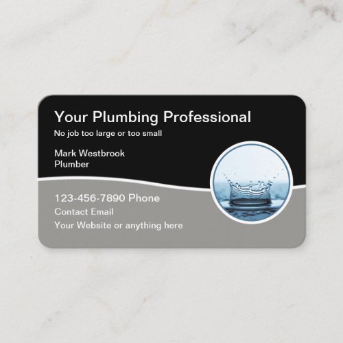 Modern Plumbing Service Editable Business Cards