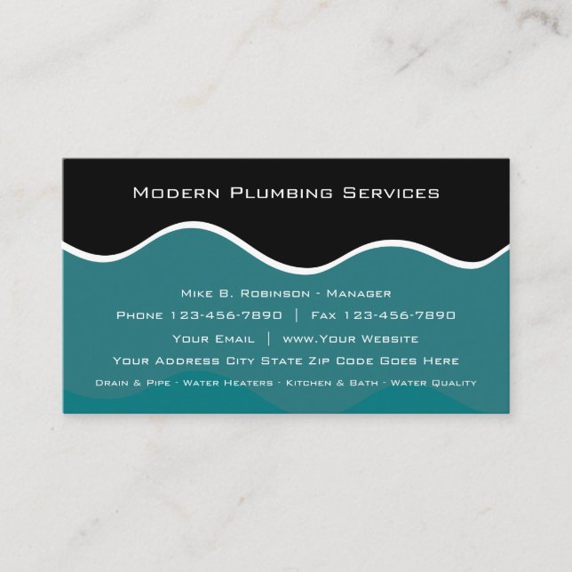 Modern Plumbing Services Business Cards (Front)