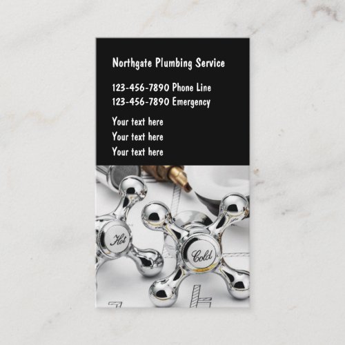 Modern Plumbing Services Residential Commercial Business Card