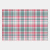 Modern Poinsettia Buffalo Check + Plaid  Wrapping Paper Sheets (Front 2)