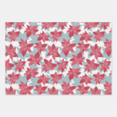 Modern Poinsettia Buffalo Check + Plaid  Wrapping Paper Sheets (Front)