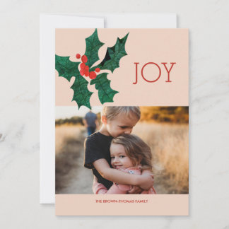 Modern Poinsettia Christmas Photo Card