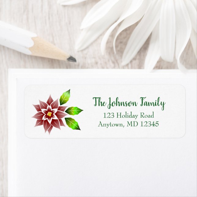 Modern Poinsettia Flower | Return Address Label (Insitu)