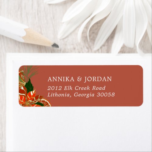 Modern Poinsettia  Greenery  Christmas Address  Label