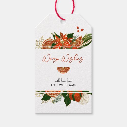 Modern Poinsettia  Greenery  Christmas Gift Tags