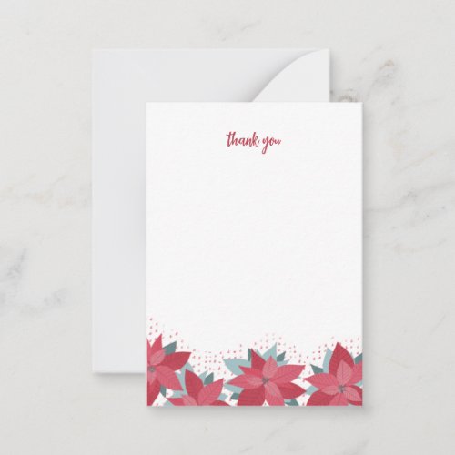 Modern Poinsettia holiday thank you notes