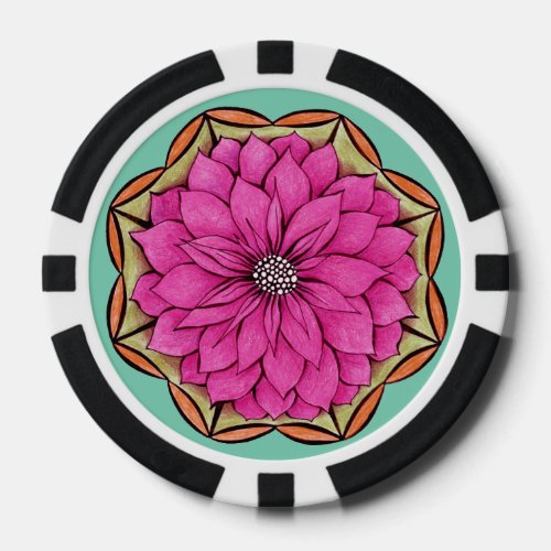 MODERN POINSETTIA in MAGENTA Poker Chips