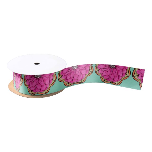 MODERN POINSETTIA in MAGENTA Satin Ribbon (Spool)