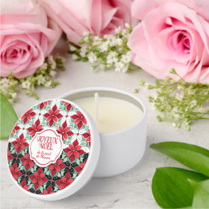 Modern Poinsettia pattern french christmas Mini Candle Favors