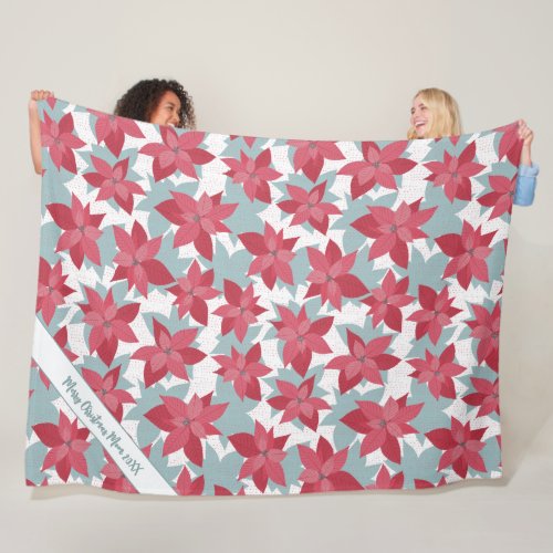 Modern Poinsettia personalized Fleece Blanket