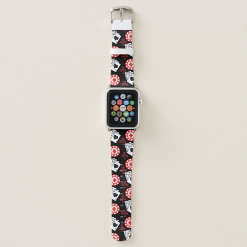 Modern Poker Pattern Red  Black Player Card Game  Apple Watch Band