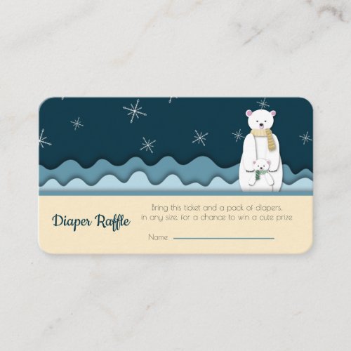 Modern Polar Bear Gender Neutral Diaper Raffle Enclosure Card