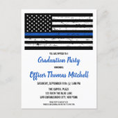 Modern Police Graduation Thin Blue Line Invitation (Front)