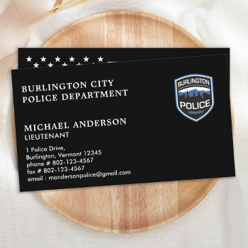 Modern Police Officer Custom Logo Law Enforcement Business Card by BlackDogArtJudy at Zazzle