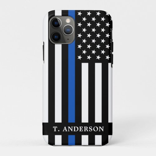 Modern Police Officer Personalized Thin Blue Line  iPhone 11 Pro Case