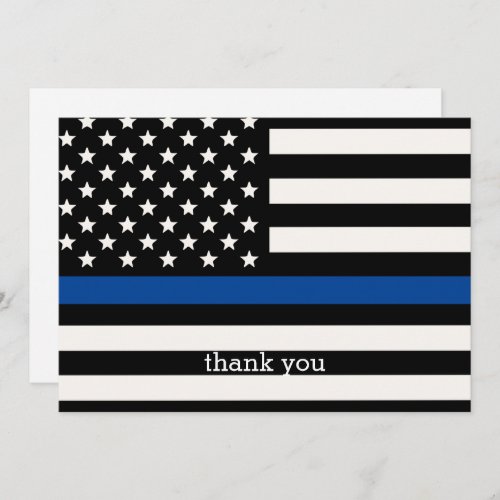 Modern Police Officer Personalized Thin Blue Line Thank You Card