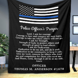 Modern Police Officer Prayer Thin Blue Line Fleece Blanket