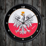 Modern Polish Flag & Eagle, Poland trendy design Clock<br><div class="desc">WALL CLOCK: Patriotic Poland & Eagle,  Polish Flag fashion design - love my country,  travel,  holiday,  country patriots / sports fans</div>