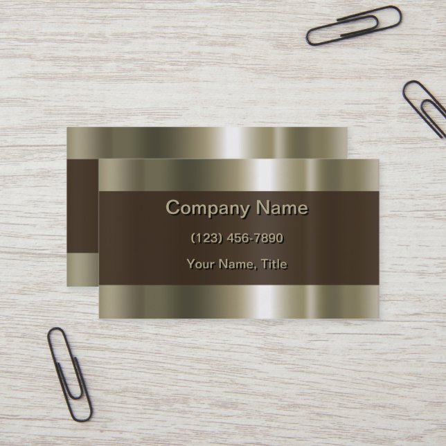 Modern Polished Metallic Business Card (Front/Back In Situ)