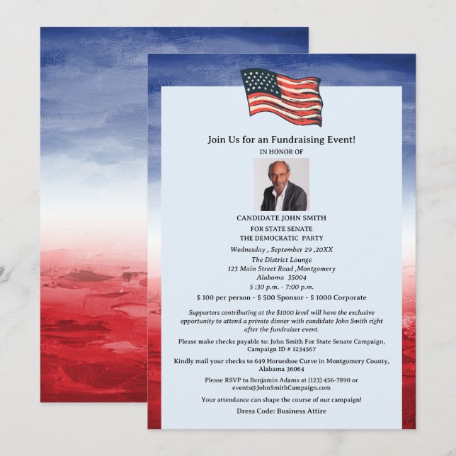 Modern Political Fundraiser Event Invitation (Front/Back)