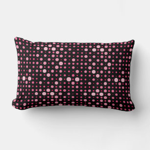 Modern Polka Dot 01.Pink Black BG Lumbar Pillow