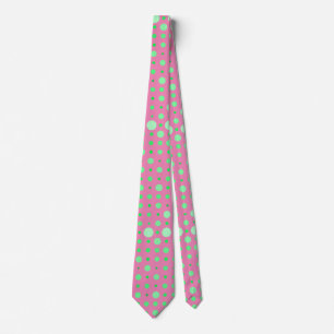 Modern Polka Dot 02.Green. Pink BG Neck Tie