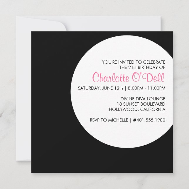 modern | polka dot; birthday party invitation (Front)