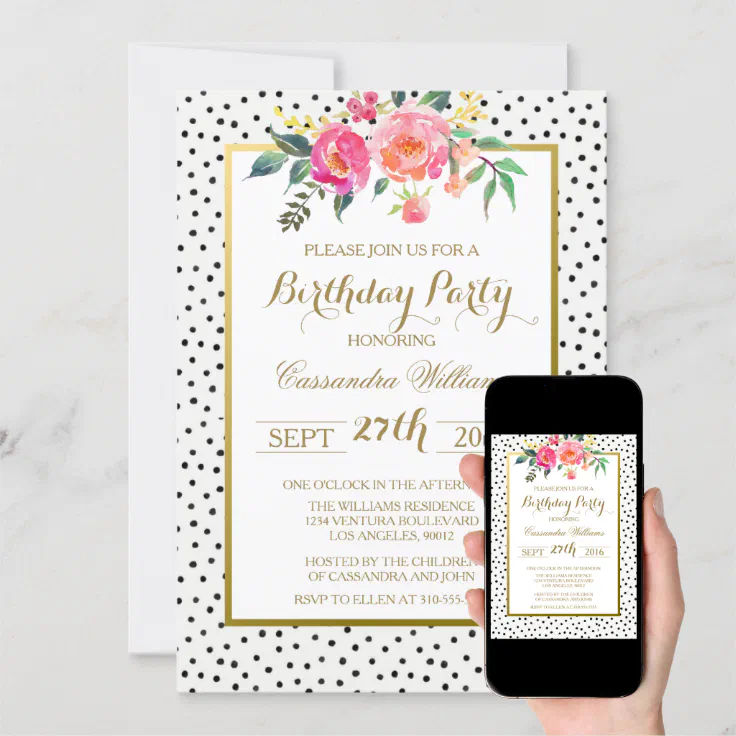 Modern Polka Dot Birthday Party Invitation | Zazzle