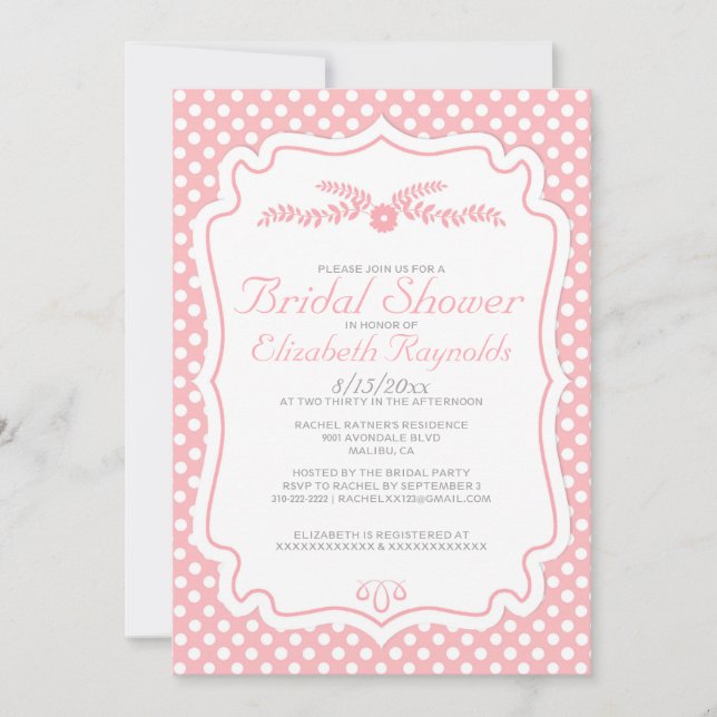 Modern Polka Dot Bridal Shower Invitations (Front)